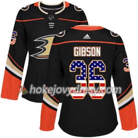 Dámské Hokejový Dres Anaheim Ducks John Gibson 36 2017-2018 USA Flag Fashion Černá Adidas Authentic